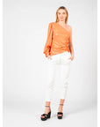 PINKO Chic Orange Laminated Blouse
