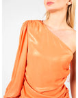 PINKO Chic Orange Laminated Blouse