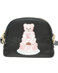 Moschino Couture Chic Teddy Bear Print Clutch with Calfskin Strap