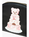 Moschino Couture Chic Teddy Bear Print Clutch with Calfskin Strap