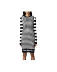 Love Moschino Elegant Striped Knit Dress with Long Sleeves