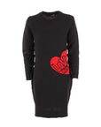 Love Moschino Chic Heart Pattern Knit Wool-Blend Dress