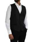 Dolce & Gabbana Black Wool Waistcoat Dress Formal Vest