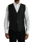 Dolce & Gabbana Black Wool Waistcoat Dress Formal Vest