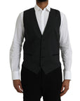 Dolce & Gabbana Black Cotton Waistcoat Dress Formal Vest