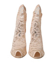 Dolce & Gabbana Beige Stretch Taormina Lace Boots Shoes