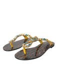 Dolce & Gabbana Mustard Crystal Calf Leather Beachwear Shoes