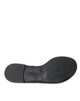 Dolce & Gabbana Mustard Crystal Calf Leather Beachwear Shoes