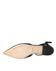 Dolce & Gabbana Black Leather Crystal Slingback Sandals Shoes