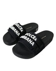Dolce & Gabbana Black Neoprene Slides Flats Beachwear Shoes