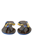 Dolce & Gabbana Blue Crystal Calf Leather Beachwear Shoes