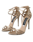Dolce & Gabbana Beige Leather Strappy Heels Sandals Shoes