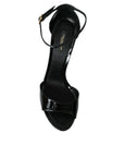 Dolce & Gabbana Black KEIRA Leather Heels Sandals Shoes