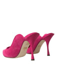 Dolce & Gabbana Fuchsia Suede Leather Mules Sandals Shoes