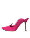 Dolce & Gabbana Fuchsia Suede Leather Mules Sandals Shoes