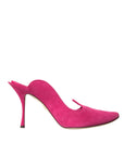 Dolce & Gabbana Fuchsia Suede Leather Mules Sandals Shoes