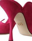 Dolce & Gabbana Fuchsia Suede Leather Mules Sandals Shoes
