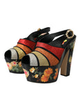 Dolce & Gabbana Multicolor Floral Crystal Platform Sandals Shoes
