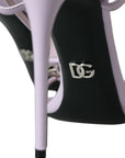 Dolce & Gabbana Purple Leather Logo Ankle Strap Heels Sandals Shoes