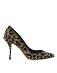 Dolce & Gabbana Black Gold Leopard Lurex Heels Pumps Shoes