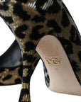 Dolce & Gabbana Black Gold Leopard Lurex Heels Pumps Shoes