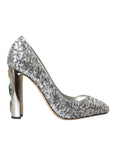 Dolce & Gabbana Silver Sequin Embellished Heels Pumps Shoes