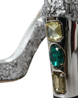 Dolce & Gabbana Silver Sequin Embellished Heels Pumps Shoes