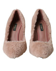 Dolce & Gabbana Light Pink Faux Fur Heels Pumps Shoes