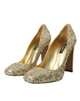 Dolce & Gabbana Gold Sequin Crystal Heels Pumps Shoes