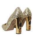 Dolce & Gabbana Gold Sequin Crystal Heels Pumps Shoes