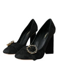 Dolce & Gabbana Black Brocade Crystals Heels Pumps Shoes