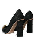 Dolce & Gabbana Black Brocade Crystals Heels Pumps Shoes