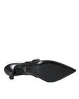 Dolce & Gabbana Black Leather Embellished Slingbacks Shoes