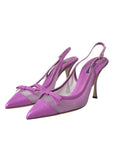Dolce & Gabbana Purple Leather Mesh High Heels Slingback Shoes