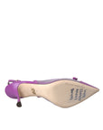 Dolce & Gabbana Purple Leather Mesh High Heels Slingback Shoes