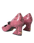 Dolce & Gabbana Pink Python Leather Mary Jane Heels Shoes