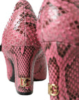 Dolce & Gabbana Pink Python Leather Mary Jane Heels Shoes