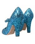 Dolce & Gabbana Blue Sequin Mary Jane Pumps High Heels Shoes