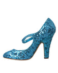Dolce & Gabbana Blue Sequin Mary Jane Pumps High Heels Shoes