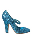 Dolce & Gabbana Blue Sequin Mary Jane Pumps High Heels Shoes
