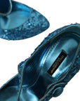 Dolce & Gabbana Blue Sequin Mary Jane Pumps High Heels Shoes