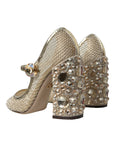 Dolce & Gabbana Gold Mesh Crystal Mary Jane Pumps Heels Shoes