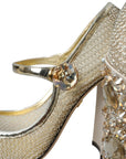 Dolce & Gabbana Gold Mesh Crystal Mary Jane Pumps Heels Shoes