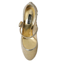 Dolce & Gabbana Gold Mesh Crystal Mary Jane Pumps Heels Shoes