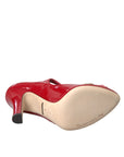 Dolce & Gabbana Red Leather Embellished Mary Jane Pumps Heels Shoes