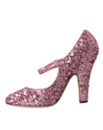 Dolce & Gabbana Pink Sequin Mary Jane Pumps High Heels Shoes