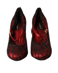 Dolce & Gabbana Red Black Floral Lace Mary Jane Pumps Shoes