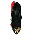 Dolce & Gabbana Black Roses Crystal Brooch Mary Jane Shoes