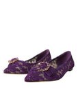 Dolce & Gabbana Purple Taormina Lace Crystal Loafers Shoes