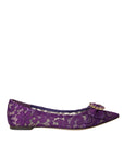 Dolce & Gabbana Purple Taormina Lace Crystal Loafers Shoes